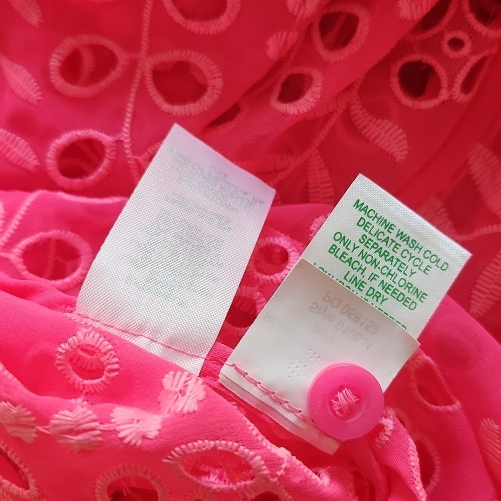 Lilly Pulitzer Amrita Maxi Shirt Dress Hot pink eyelet size 00 010634 - Picture 10 of 12